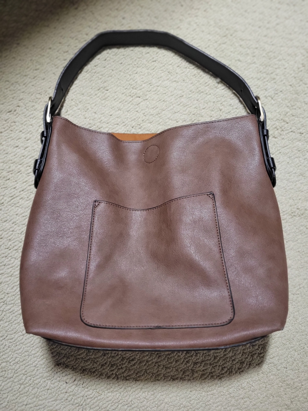 Joy Susan Brown Hobo Bag with Black Strap